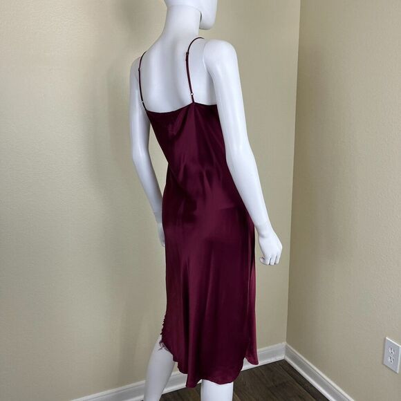 Nili Lotan Women Size M Burgundy Slip Silk Midi Cami Slip Dress Chemise Pullover - Picture 9 of 15